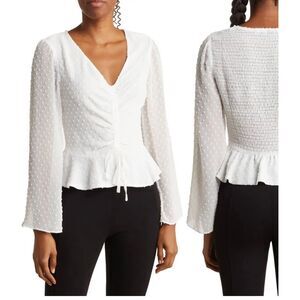 Lucy Paris White Textured Blouse